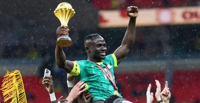Sadio Mane celebrating after Senegal were crowned 2025 Afcon champions. Photo