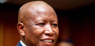 EFF leader Julius Malema at the sentencing of his trial in East London.