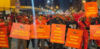 EFF supporters holding placards in support of Julius Malema