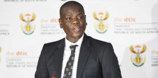 Minister of International Relations Ronald Lamola speaking at a media briefing