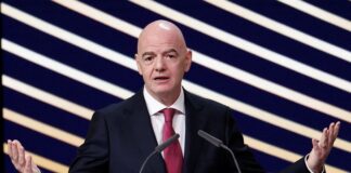 FIFA president Gianni Infantino speaking at the 50th Ordinary UEFA Congress in Brussels.