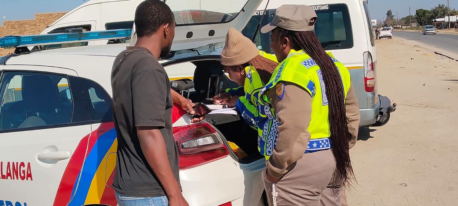A road block enforcing traffic laws.