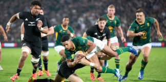 Sacha Feinberg-Mngomezulu of the Springboks during the match against New Zealand at Ellis Park.