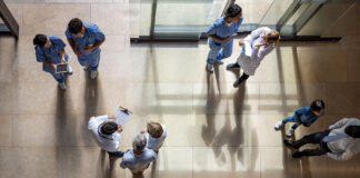 Busy hospital entrance hall representing South African healthcare services
