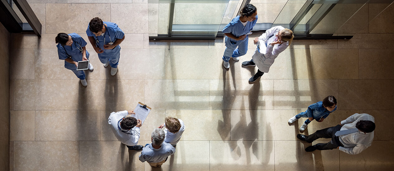 Busy hospital entrance hall representing South African healthcare services